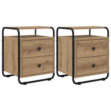 vidaXL Nachtkastje 2 st Artisanaal eiken Bewerkt hout, Verzenden, Nieuw