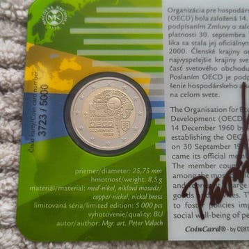 Slowakije. 2 Euro 2020 OECD - Signed by the author (Zonder