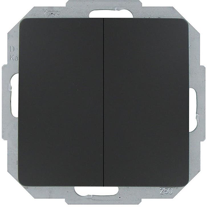 KOPP Mat Zwarte 2-knops Dubbele Wisselschakelaar Paris HK05, Bricolage & Construction, Électricité & Câbles, Envoi