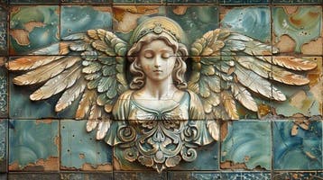 CREATIVE_HUB - ANDALUSIAN TILES ANGEL PRAYING #1, Antiquités & Art