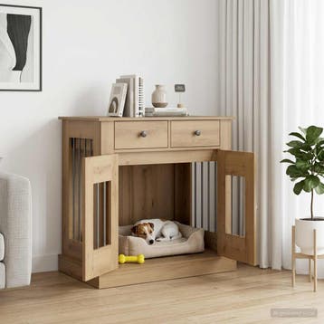 vidaXL Hond kennel meubel Artisanaal eiken 80 x 47,5 x 80 cm, Verzenden