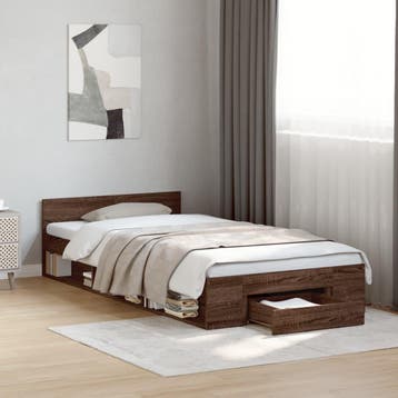 vidaXL Bedframe met lade bewerkt hout bruin eikenkleurig, Verzenden, Nieuw