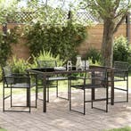 vidaXL Tuin Eettafel Set 5 pcs Zwart poly rattan, Verzenden