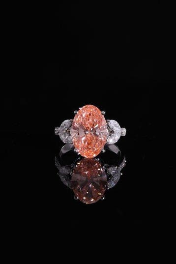 Ring - 14 karaat Witgoud - 5.68ct. tw. Roze Diamant (Fancy, Nieuw