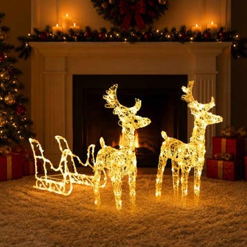 vidaXL Kerstversiering rendieren en slee 160 LEDs 130 cm, Verzenden, Nieuw