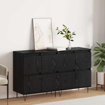 vidaXL Dressoirs 2 st Zwart eiken, Verzenden, Nieuw