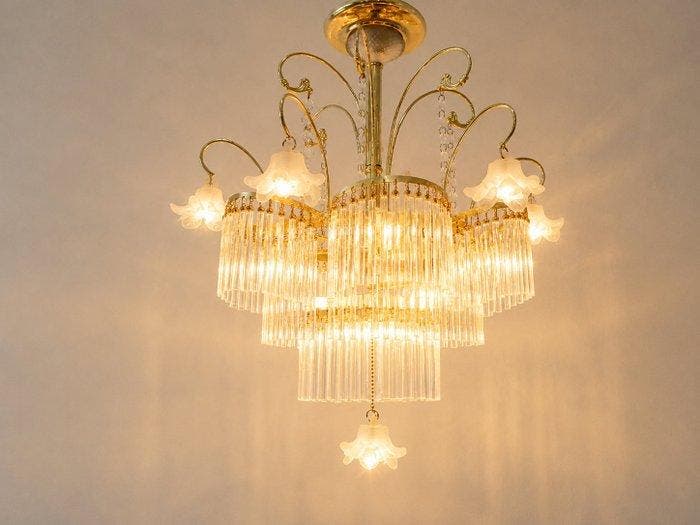 Plafondlamp - Luxueuze Italiaanse hanglamp met waterval van, Antiquités & Art, Antiquités | Éclairage