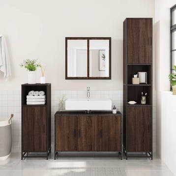 vidaXL Wastafelkast 90x33x60 cm bewerkt hout bruin, Verzenden, Nieuw