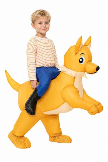 KIMU® Opblaas Kostuum Kinderen Zittend Op Shiba Hond 80 86 9, Ophalen of Verzenden, Nieuw
