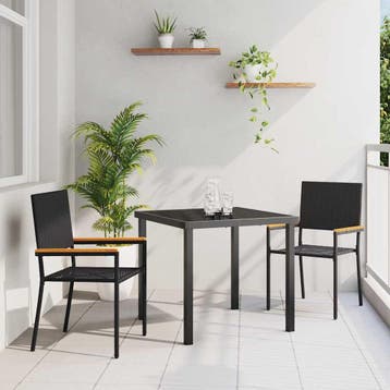 vidaXL Tuin stapelstoelen 2 st Zwart en Bruin, Tuin en Terras, Verzenden, Nieuw