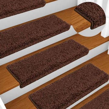 vidaXL Trapmatten 10 st 65x21x4 cm Bruin Rechthoekige Rand, Doe-het-zelf en Bouw, Verzenden, Nieuw