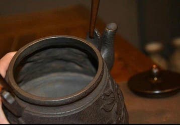Goldfish and Water Weed Relief – Japanese Cast Iron Kettle -