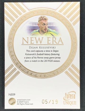 2019/20 Futera Unique Dejan Kulusevski /19 Carte souvenir,, Nieuw