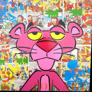 Koen Betjes (1992) - Pink Panther x Comics Collage - canvas