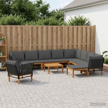 vidaXL 12 st Massief acaciahout & touw Naturel, Verzenden