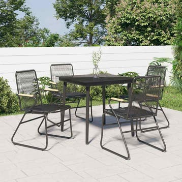 vidaXL 5-delige Tuinset PVC-rattan zwart, Verzenden, Nieuw, Tuinset
