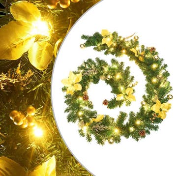 vidaXL Kerstslinger met LED-lampjes 2,7 m PVC groen, Diversen, Verzenden, Nieuw