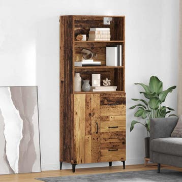 vidaXL Highboard Oud Hout 69,5 x 34 x 180 cm Bewerkt hout, Huis en Inrichting, Kasten | Dressoirs, Verzenden, Nieuw