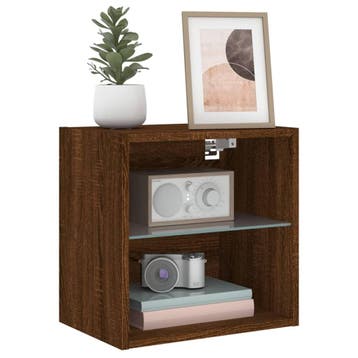 vidaXL LED Wand Bedkast 2 st Brown Oak Compact Engineered, Verzenden, Nieuw