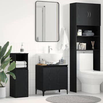 vidaXL Wastafel kabinet voor de badkamer Zwart Eiken 58 x 33, Verzenden, Nieuw