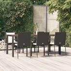 vidaXL 7-delige Tuinset met kussens poly rattan zwart, Verzenden, Tuinset