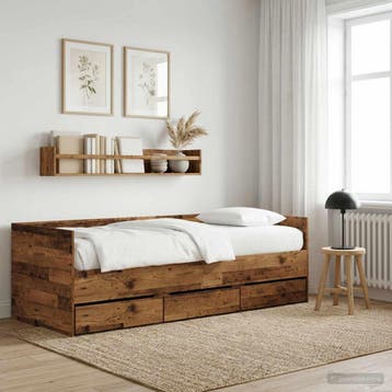 vidaXL Dagbed met lade met hoofdeinde met opslag Oud hout, Verzenden
