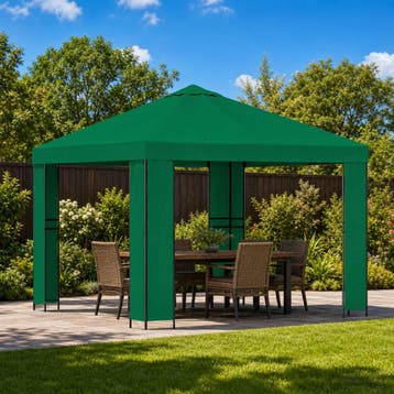 vidaXL Prieel 3 x 3 m Groen Polyester en Staal 190 gsm, Verzenden