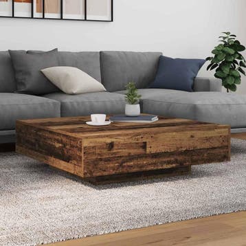 vidaXL Salontafel met LED Stripverlichting Oud hout 100 x, Verzenden, Nieuw