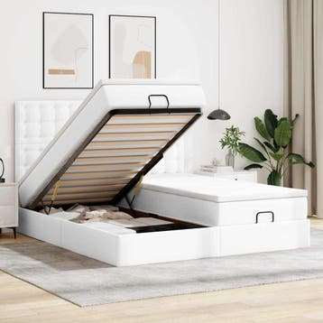 vidaXL Bed poef met matrassen en LEDs 180x200cm kunstleer, Verzenden