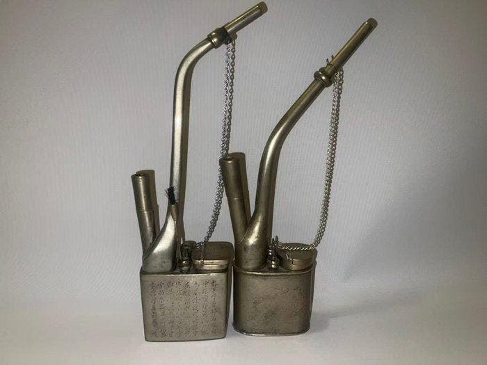 tabakspijpen - Bronze,steen - China - 20e eeuw, Antiek en Kunst, Antiek | Overige Antiek