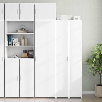 vidaXL Opbergkast smal 50x42,5x225 cm bewerkt hout wit, Huis en Inrichting, Kasten | Dressoirs, Verzenden, Nieuw