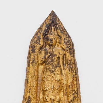 Oud-Indochinese Vergulde terracotta XL Zittende Boeddha