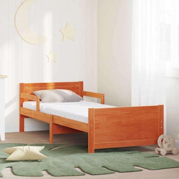 vidaXL Bedframe met uitbreidbaar matras Bruin 80 x 200 cm, Huis en Inrichting, Slaapkamer | Bedden, Verzenden, Nieuw