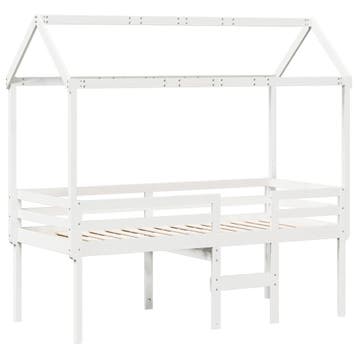 vidaXL Hoogslaper met dak massief grenenhout wit 90x190 cm, Verzenden, Nieuw