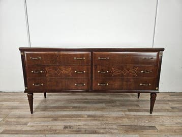 Ladekast - Vintage commode met zes laden in eikenhout, met