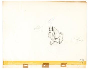 Walt Disney - Dame Animatie Tekening - Lady and the Tramp