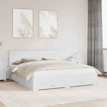 vidaXL Bedframe met lade met hoofdeinde Wit 180 x 200 cm, Huis en Inrichting, Slaapkamer | Bedden, Verzenden, Nieuw