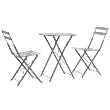 vidaXL 3-delige Bistroset staal grijs, Verzenden