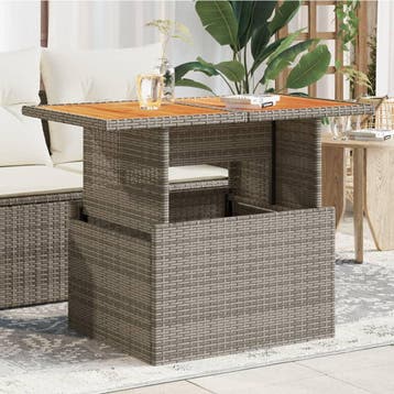 vidaXL Tuintafel 100x55x73 cm poly rattan en acaciahout, Tuin en Terras, Tuintafels, Verzenden, Nieuw