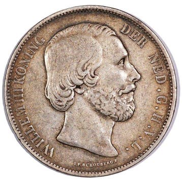 Nederland. Willem III. 2 1/2 Gulden 1872 - Sch. 598 (Zonder