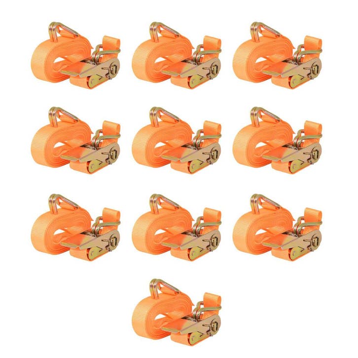 vidaXL Spanbanden 0,4 ton 6mx25mm oranje 10 st, Doe-het-zelf en Bouw, IJzerwaren en Bevestigingsmiddelen, Nieuw, Verzenden