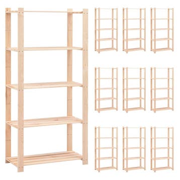 vidaXL Opbergrekken 5-laags 10 st 80x38x170 cm grenenhout, Verzenden, Nieuw