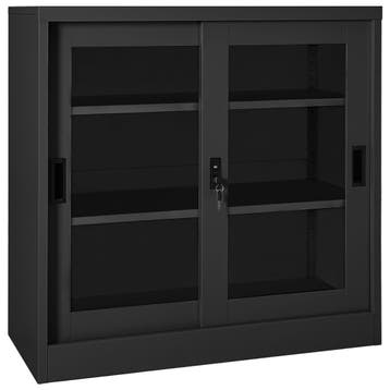 vidaXL Roldeurkast 90x40x90 cm staal antracietkleurig, Verzenden