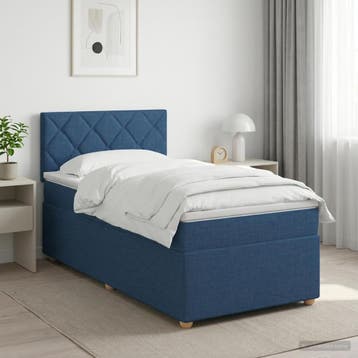 vidaXL Boxspringbed met matras met hoofdeinde Blauw 90 x 200, Verzenden