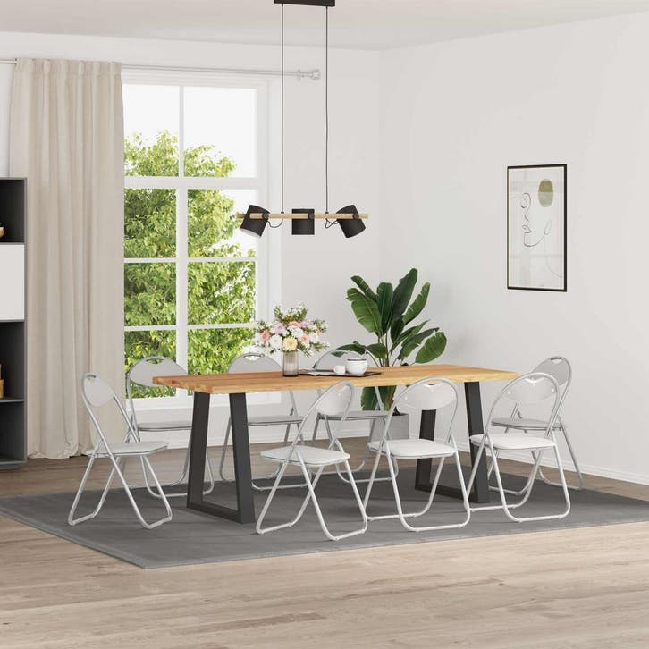 vidaXL Inklapbare stoel 8 pcs Wit en Grijs 48 x 43,5 x 81 cm, Maison & Meubles, Chaises, Envoi