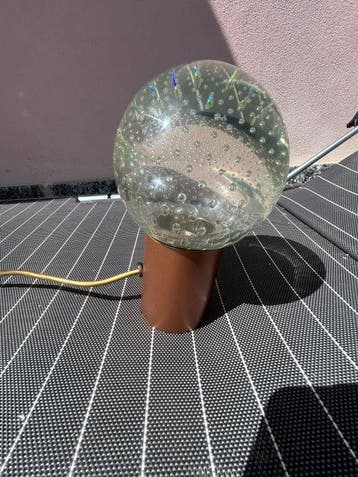 Lampe de table - bouillonnant, cuivre - Lampe en verre à