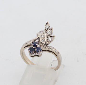 Zonder minimumprijs - Ring - 18 karaat Witgoud Saffier -, Handtassen en Accessoires, Ringen, Nieuw