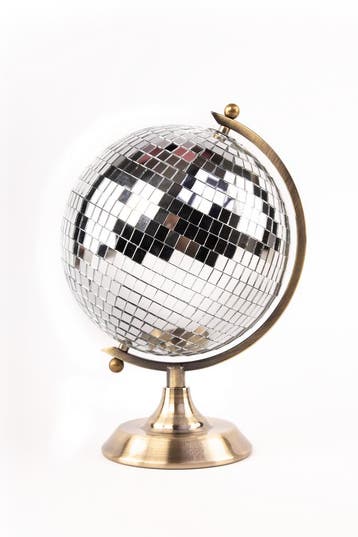 KIMU® Globe Discobal Klein Ø 15 cm Wereldbol Brons Vintage W, Ophalen of Verzenden