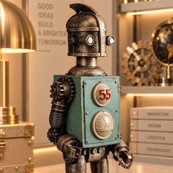 sculptuur, Vintage Robot Figurine Home Decor - 27 cm - Hars, Antiek en Kunst