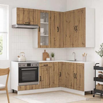 vidaXL Keukenblok LUCCA 8 st Artisanaal eiken Bewerkt hout, Verzenden, Nieuw